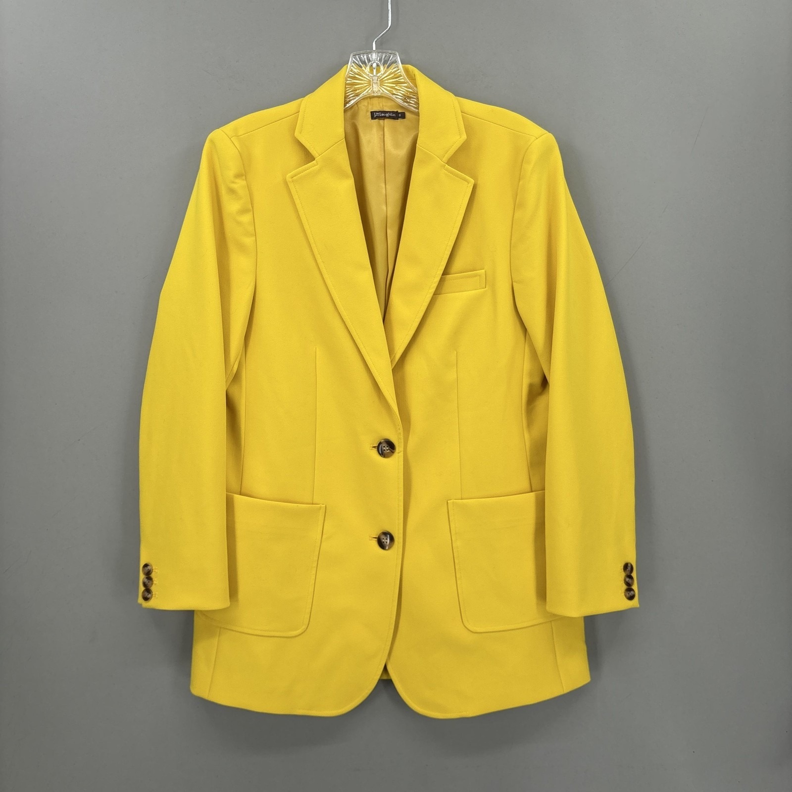 J. Mclaughlin Blazer Womens 6 Yellow Twill Single Breasted Pocket Jacket Coat
